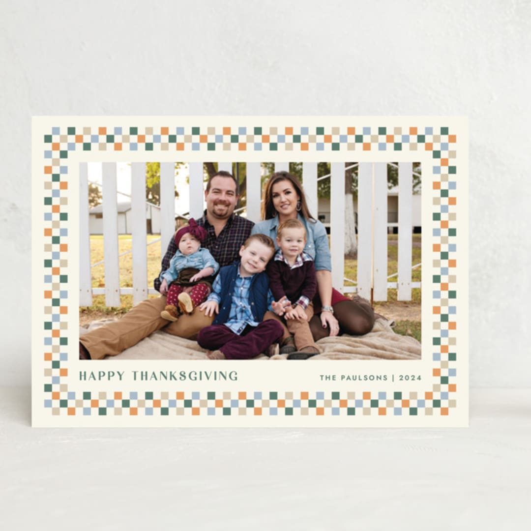 Checkered Thanksgiving 1-Photo Card