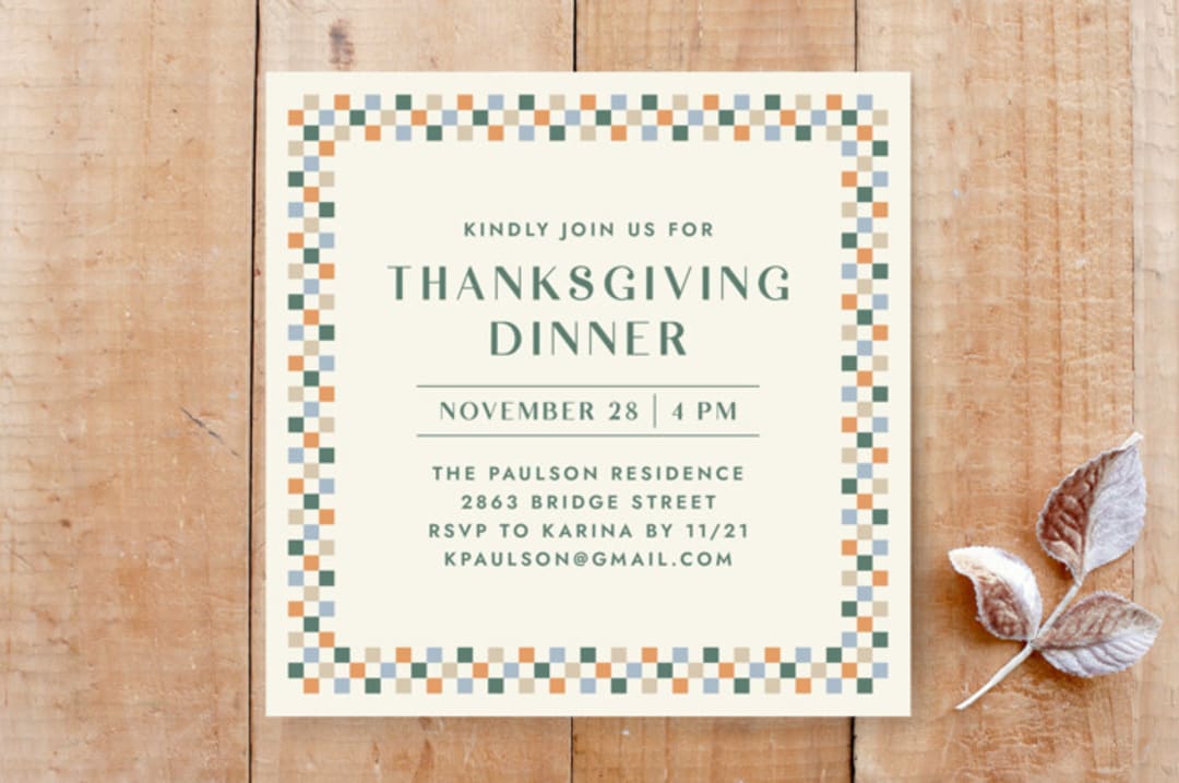 Checkered Thanksgiving Dinner Invitation