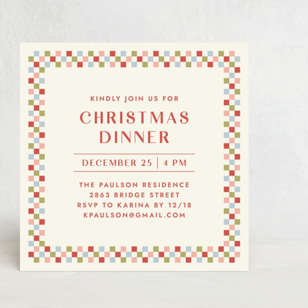 Checkered Christmas Dinner Invitation