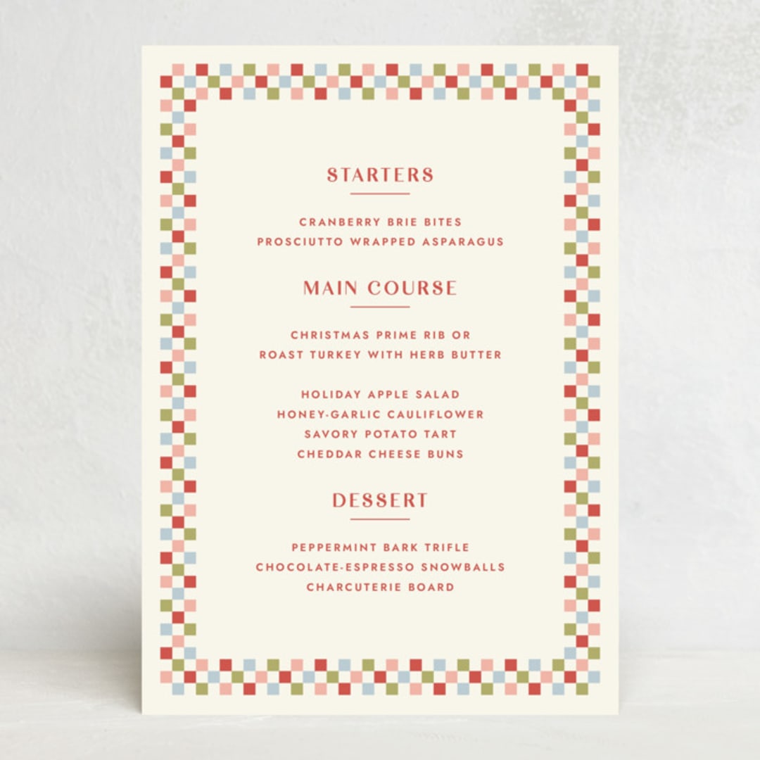 Checkered Christmas Menu Card