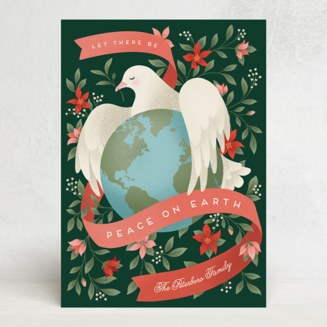 "Dove of Peace of Earth" - Stationery in Evergreen by Jamie Alexander - Front