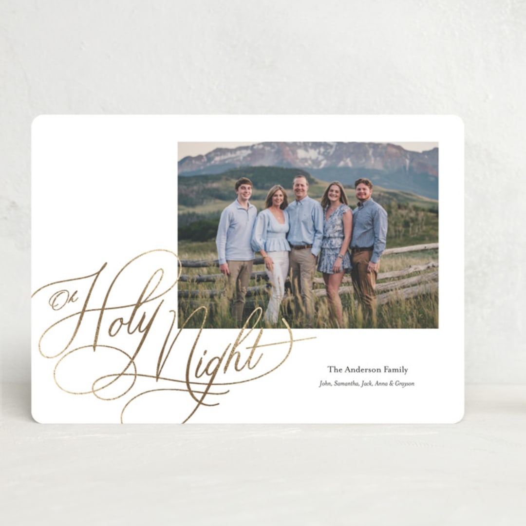 "Graceful Greeting Holy Night" - Stationery in Snow by Sarah Hawkins Designs - Front