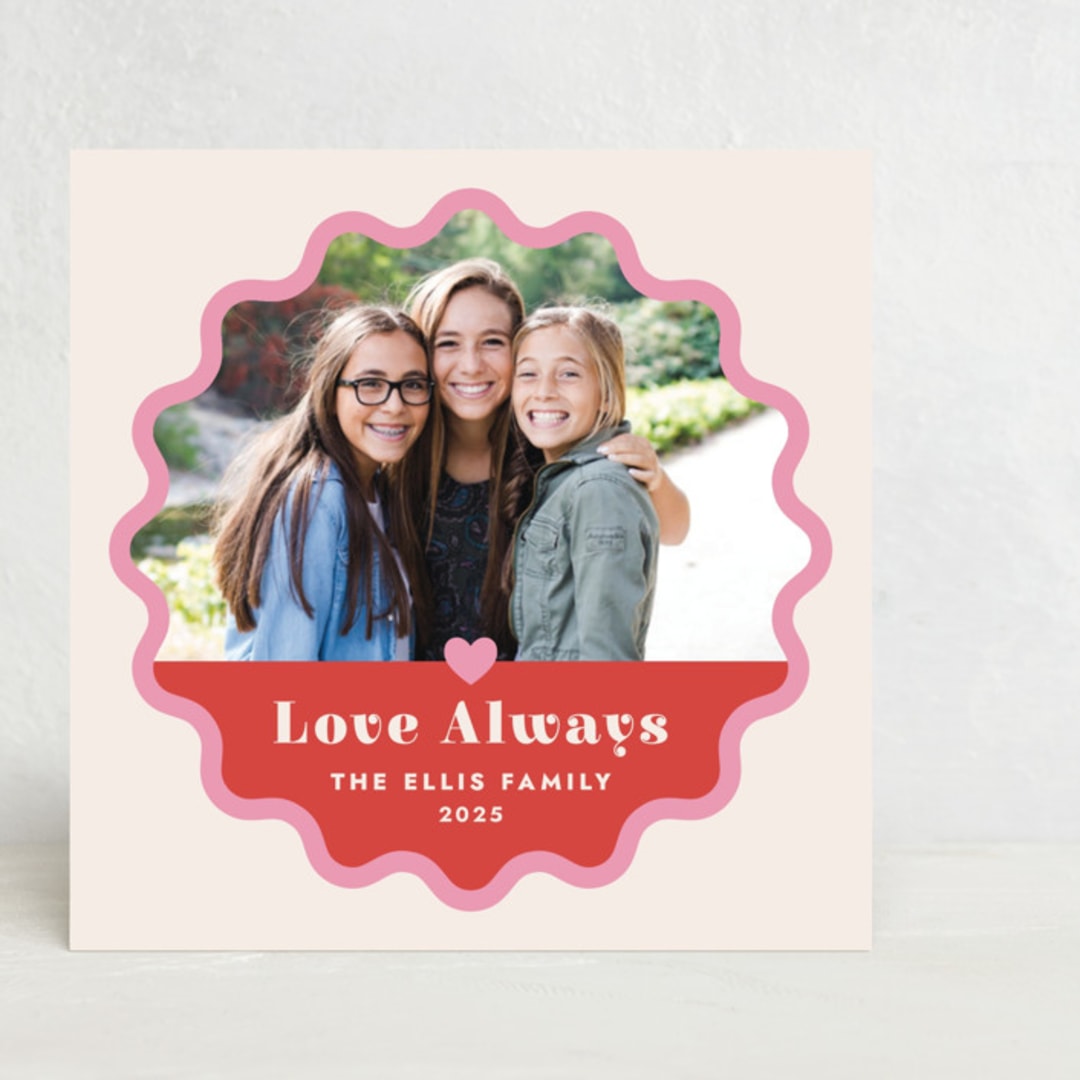 "Wavy Valentine Photo Card" - Stationery in Scarlet by Amber Barkley - Front