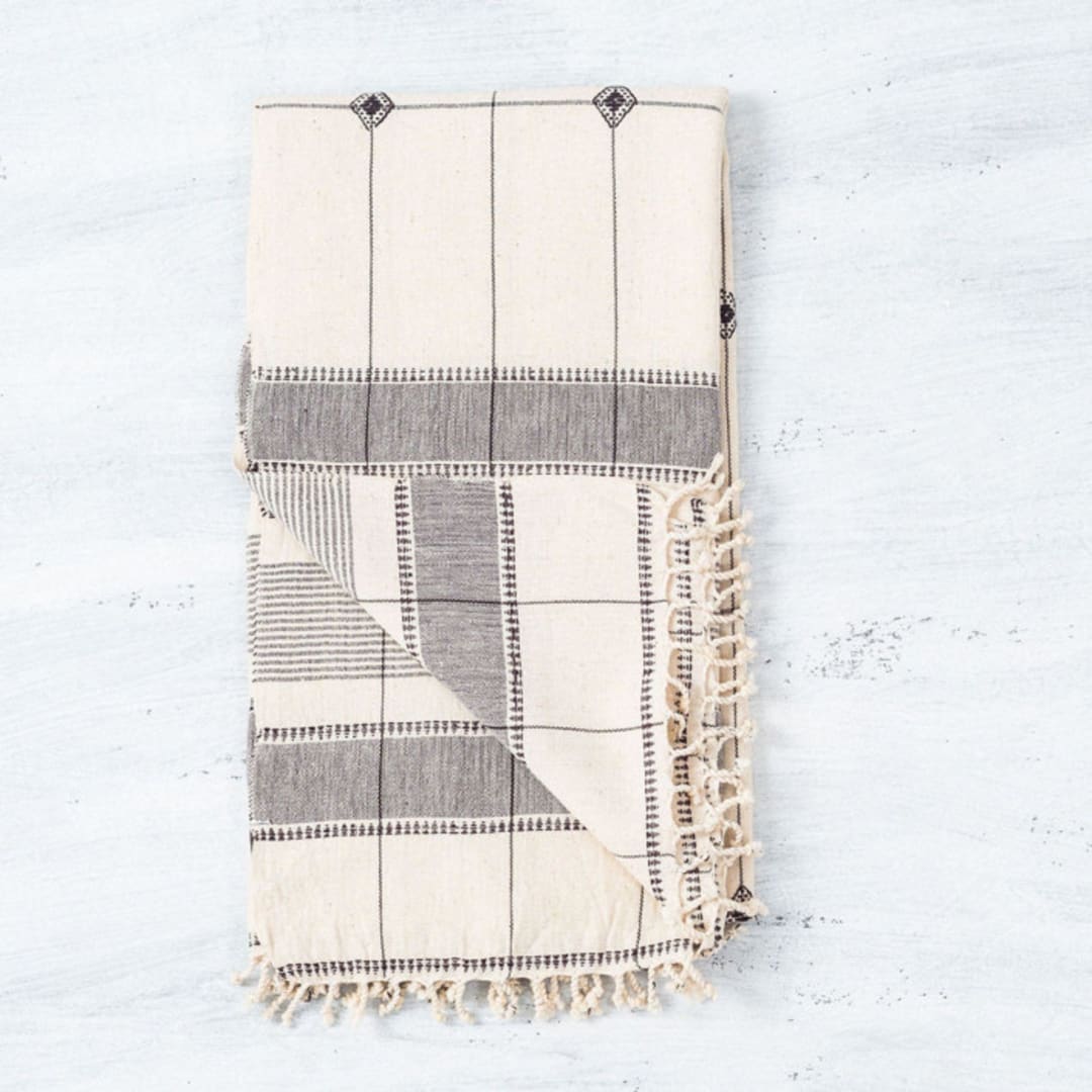 "Mool Organic Cotton King Size Bedspread" - Quilts and Bedspreads in white by Anjali Purohit