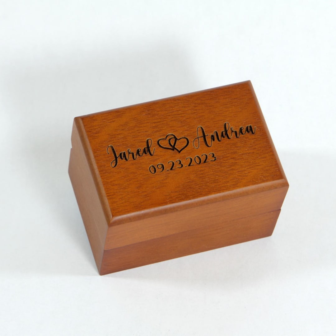 "Personalized Engraved Wood Ring Box - Double Slot" - Ring Boxes in brown by Soulmatebox