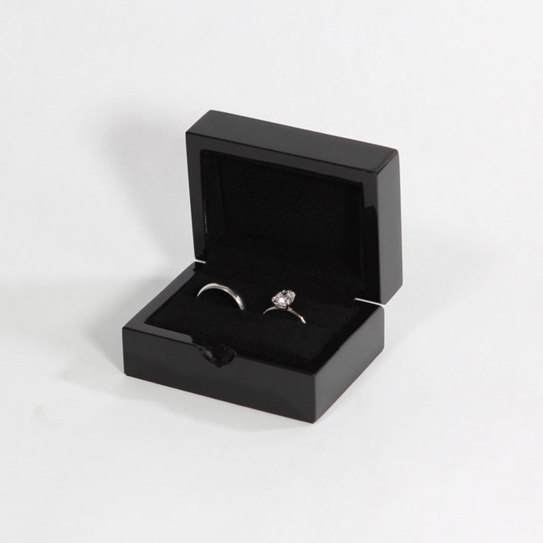 "Gloss Black Ring Box - Double Slot" - Ring Boxes in black by Soulmatebox