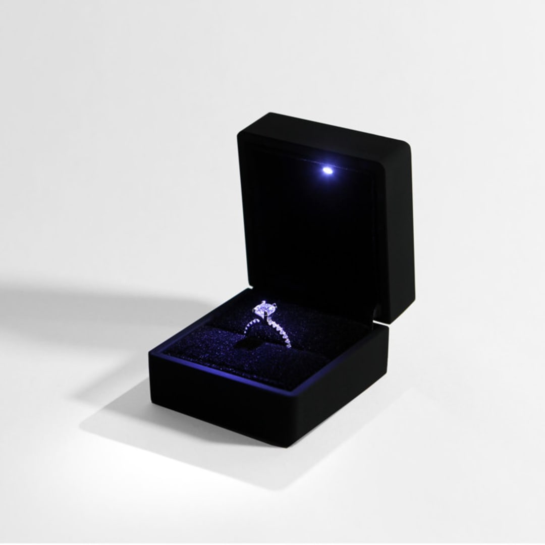 "Matte Black Ring Box with LED Light" - Ring Boxes in black by Soulmatebox