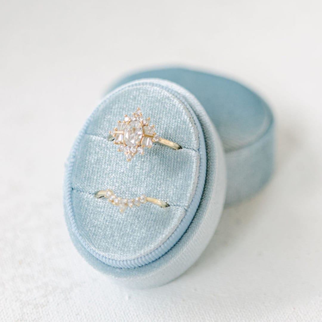 "Dusty Blue Ring Box (Double Slot)" - Ring Boxes in blue by The Heirloom Ring Box