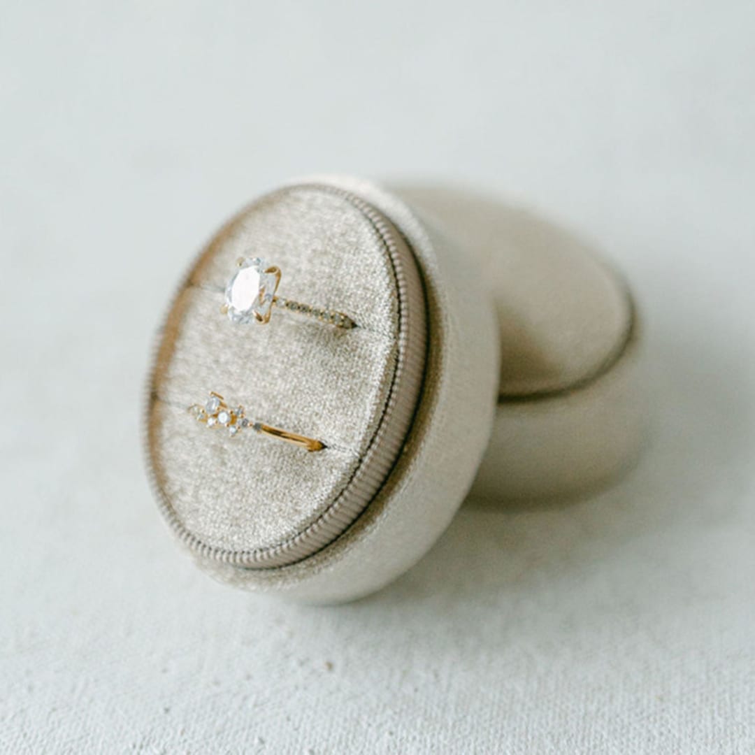 "Champagne Ring Box (Double Slot)" - Ring Boxes in beige by The Heirloom Ring Box