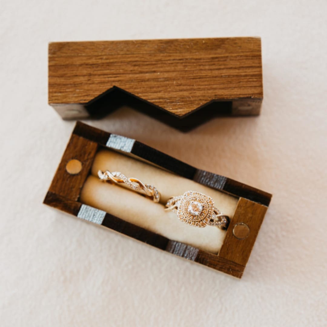 "Wood Ring Box Mountain Design" - Ring Boxes in brown by Jordan Perry