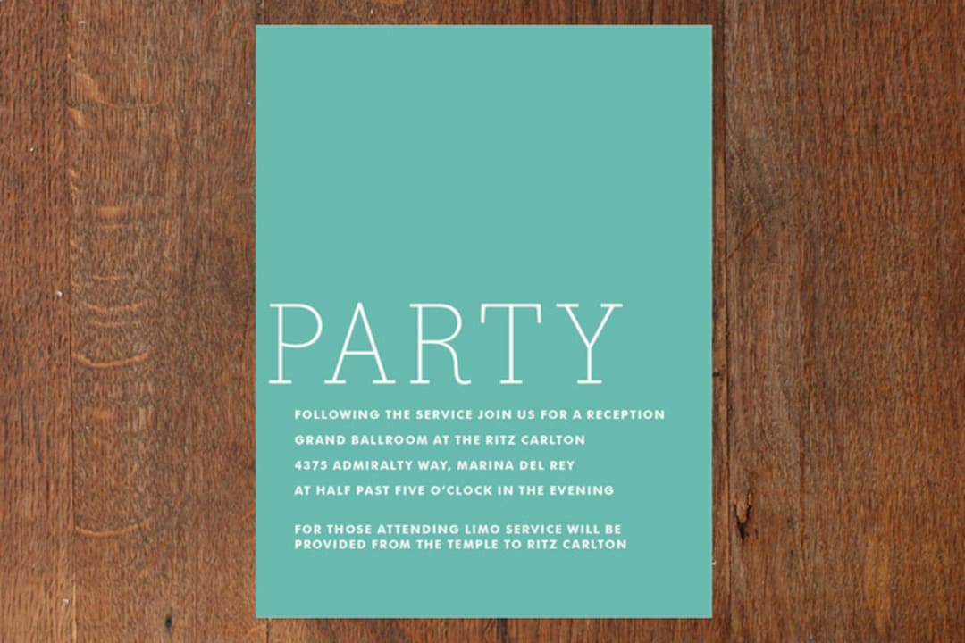 "Fete" - Mitzvah Reception Cards in Night Sky by Annie Clark - Front