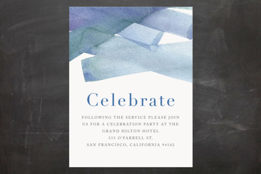 "watercolor stripes" - Mitzvah Reception Cards in Ocean by Shannon Chen of Four Wet Feet Studio - Front