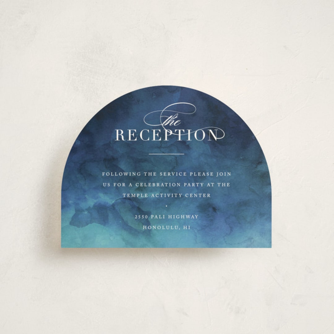 "Indigo Sea" - Mitzvah Reception Cards in Ocean by Kelly Schmidt - Front
