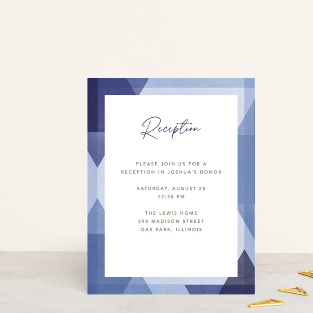 "Modern Star" - Mitzvah Reception Cards in Cotton by Robert and Stella - Front