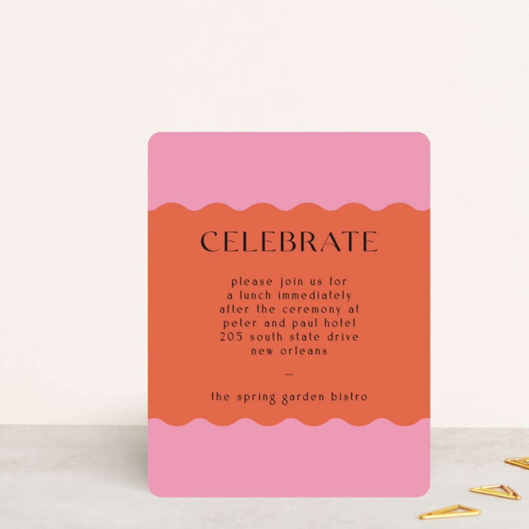 "Scallop" - Mitzvah Reception Cards in Lollypop by Pati Cascino - Front