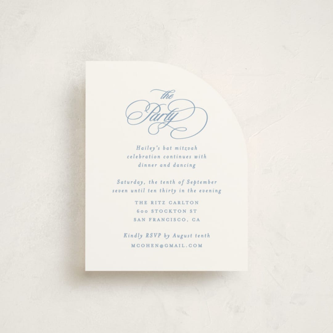 "Aristocratic" - Mitzvah Reception Cards in Sky by Creo Study - Front