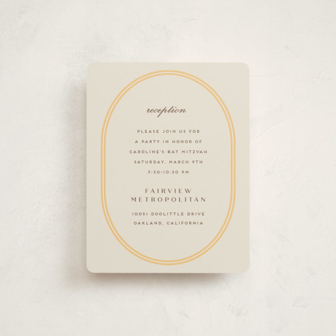 "Bocce" - Mitzvah Reception Cards in Melon by Megan Davis - Front
