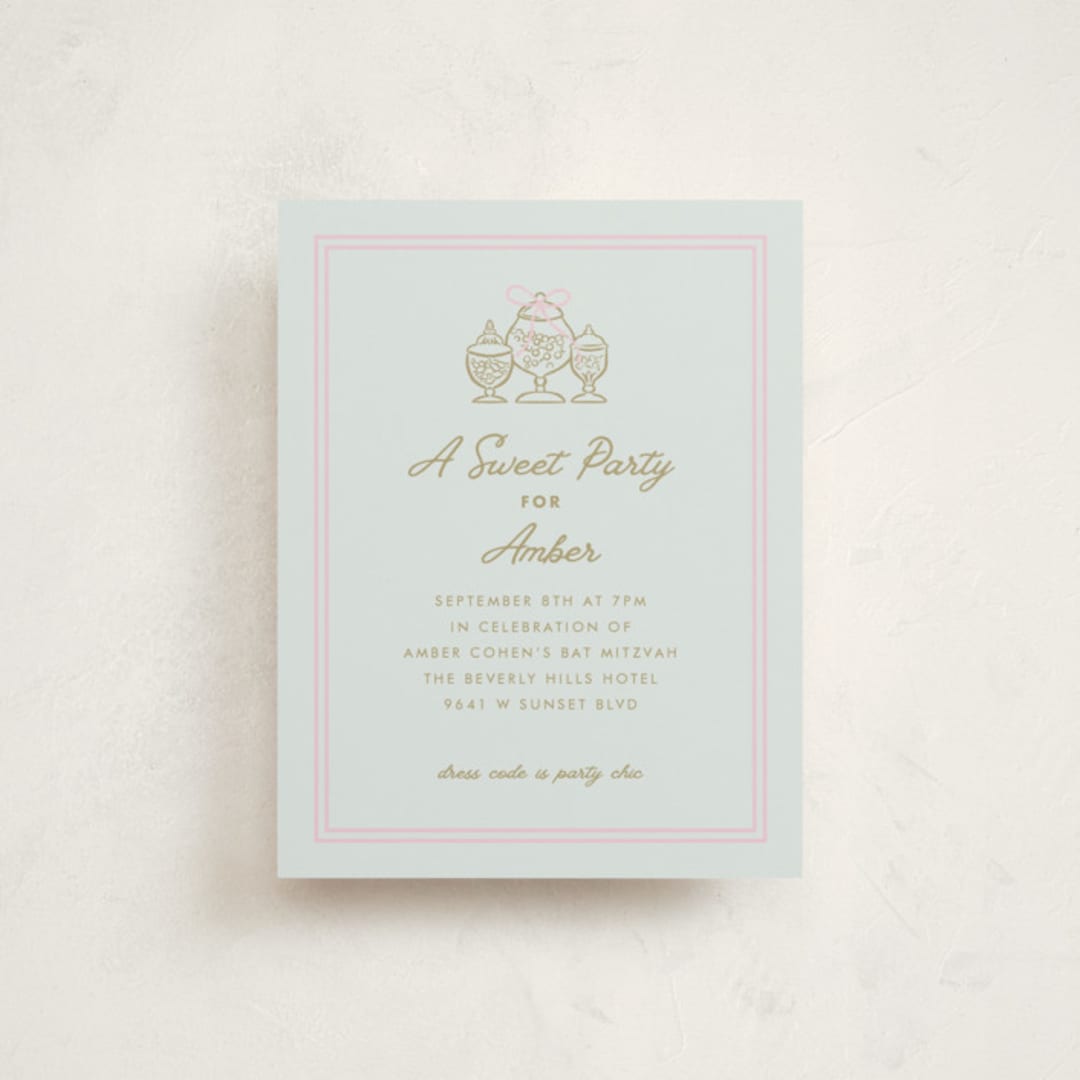 "Ooh La La" - Mitzvah Reception Cards in Menthe by mo kelley - Front
