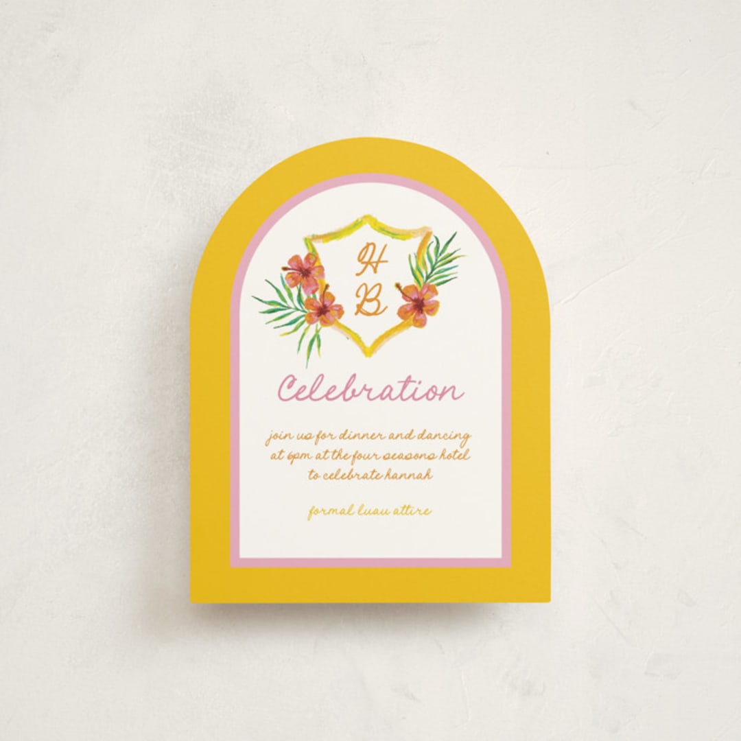 "Beach Club" - Mitzvah Reception Cards in Lemon by Claudia Orengo - Front