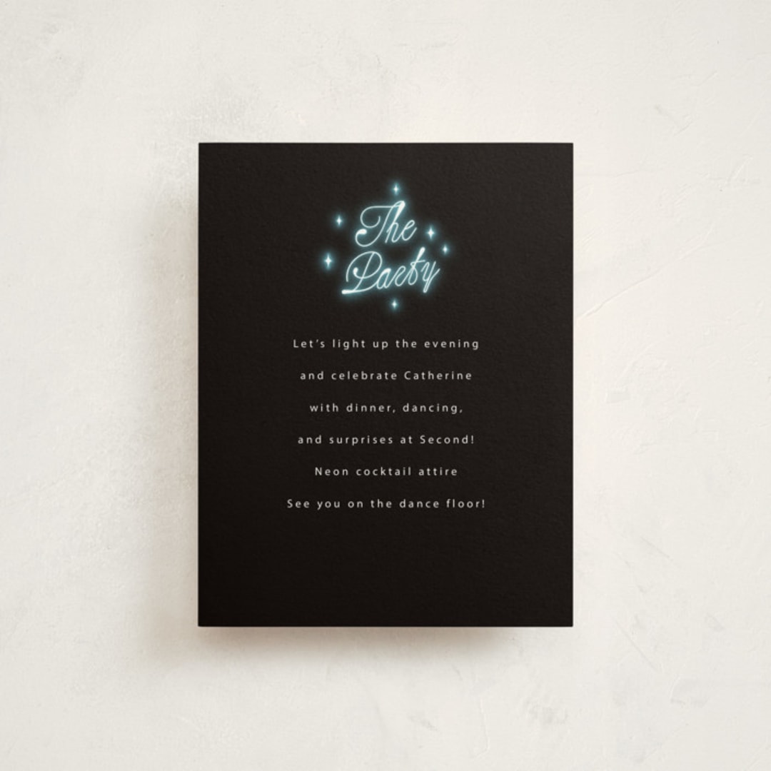 "Neon Spin" - Mitzvah Reception Cards in Midnight by Ana de Sousa - Front