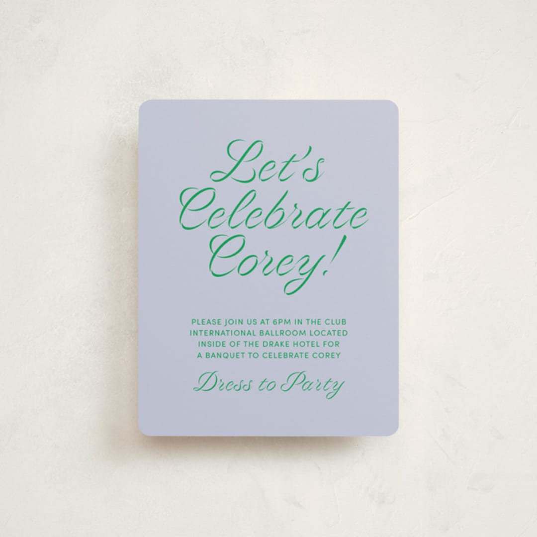 "Torah Tribute" - Mitzvah Reception Cards in Verdant by Inkblot Design - Front