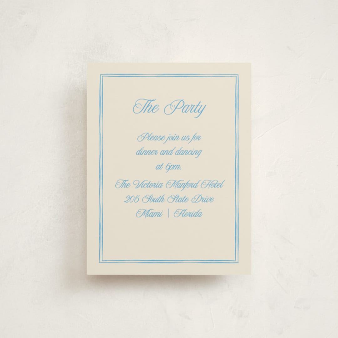 "Linho" - Mitzvah Reception Cards in Sky by Pati Cascino - Front