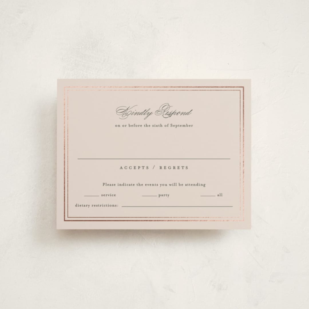 "Polished" - Mitzvah RSVP Cards in Barely Blush by Jennifer Postorino - Front