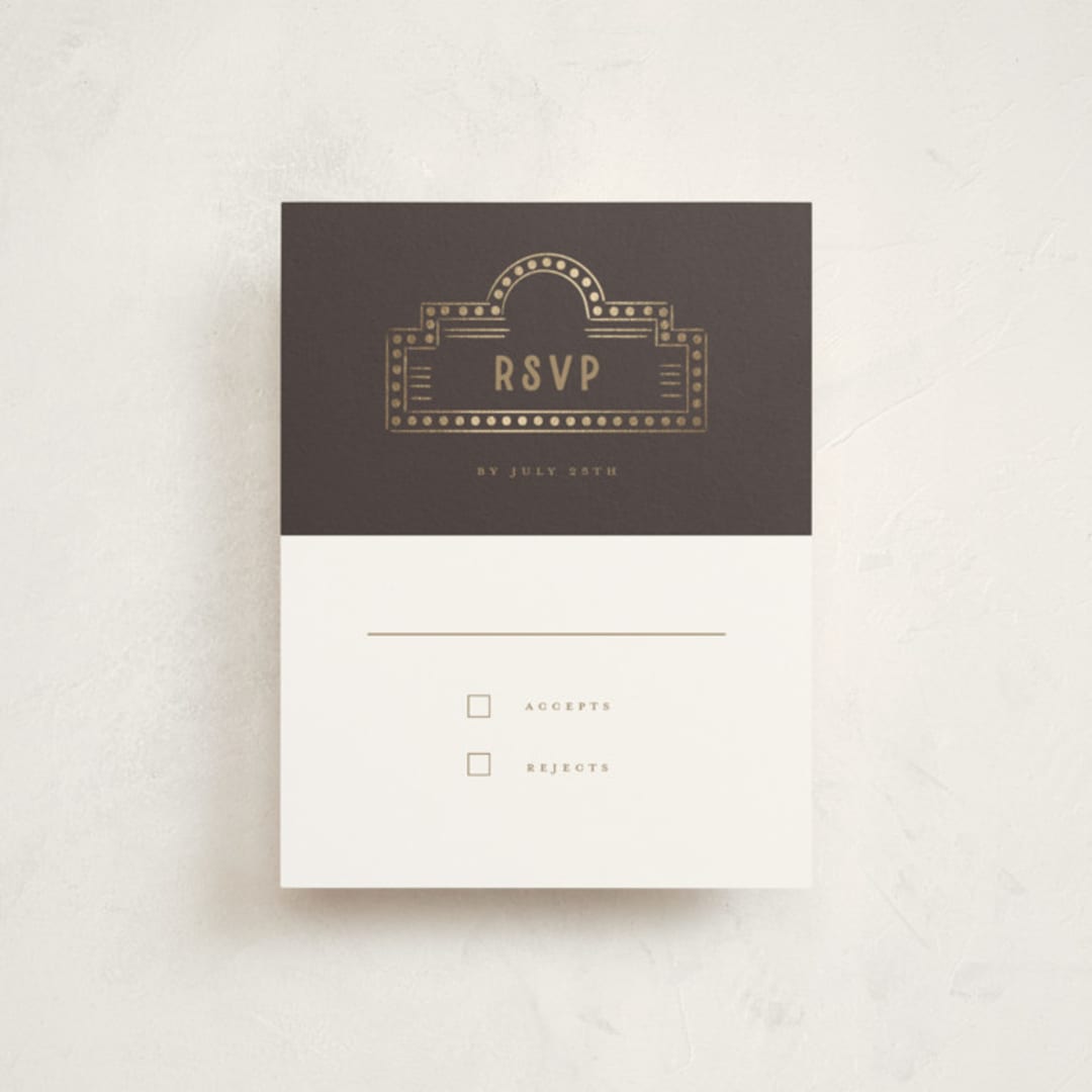 "Gilded NYC" - Mitzvah RSVP Cards in Beetle by Teju Reval - Front