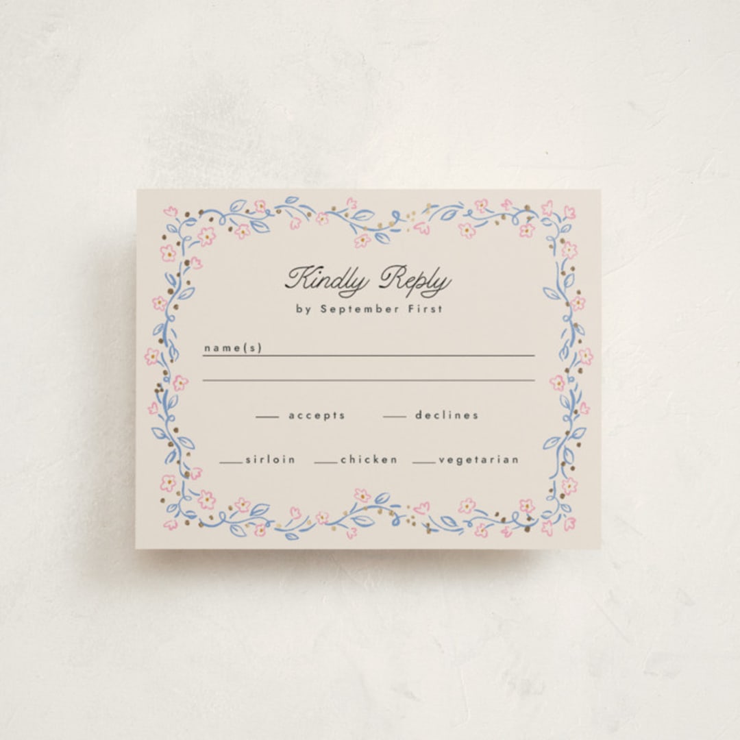 "Disco flower" - Mitzvah RSVP Cards in Peony by Pati Cascino - Front