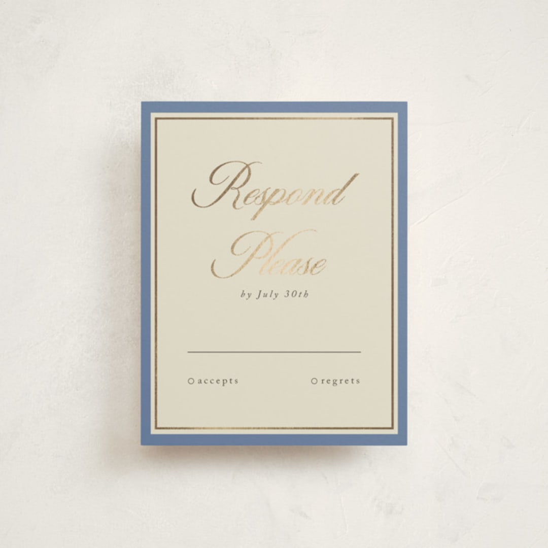 "Formal Elegance" - Mitzvah RSVP Cards in Cerulean by Morgan Kendall - Front