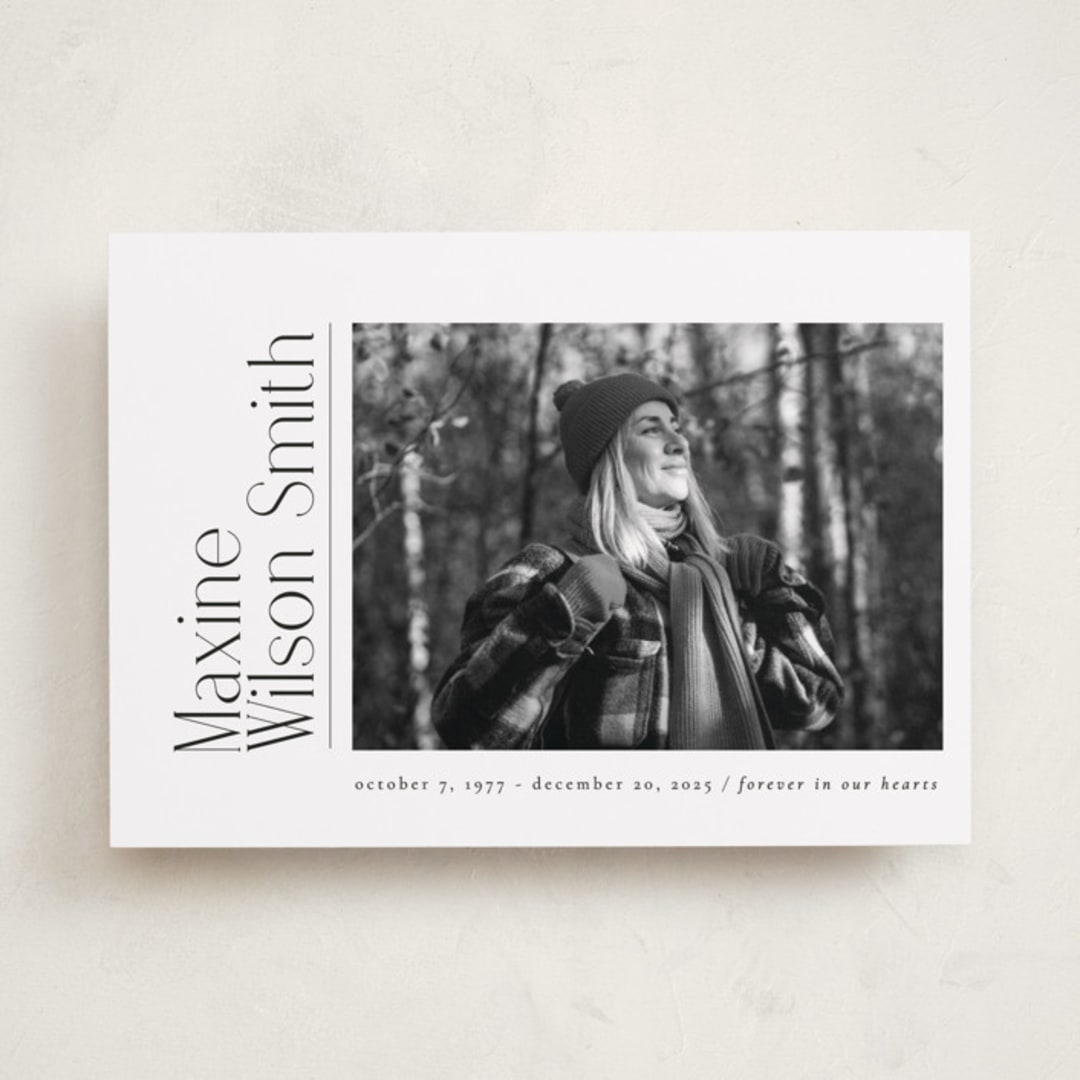 "Elegance simplicity" - Memorial Cards in Coal by Ana de Sousa - Front