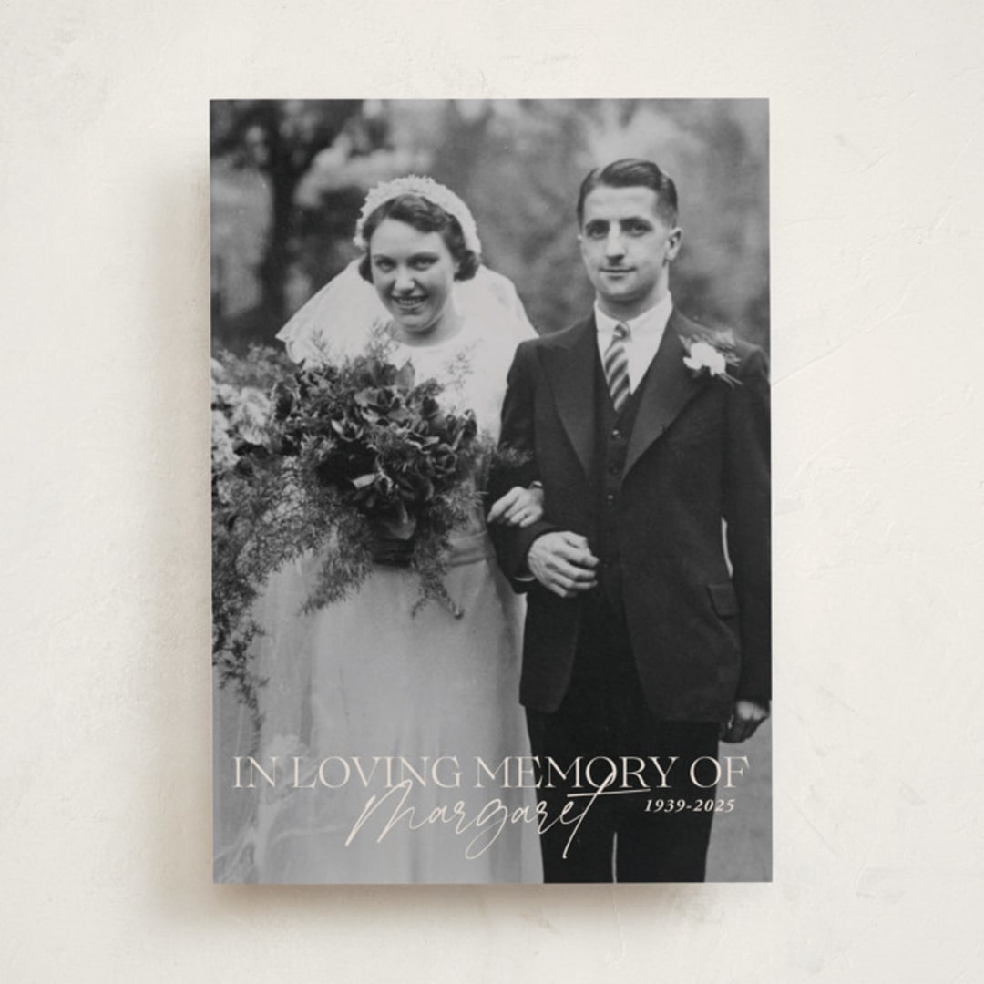 "Beloved and Remembered" - Memorial Cards in Almond by Sabrin Deirani - Front