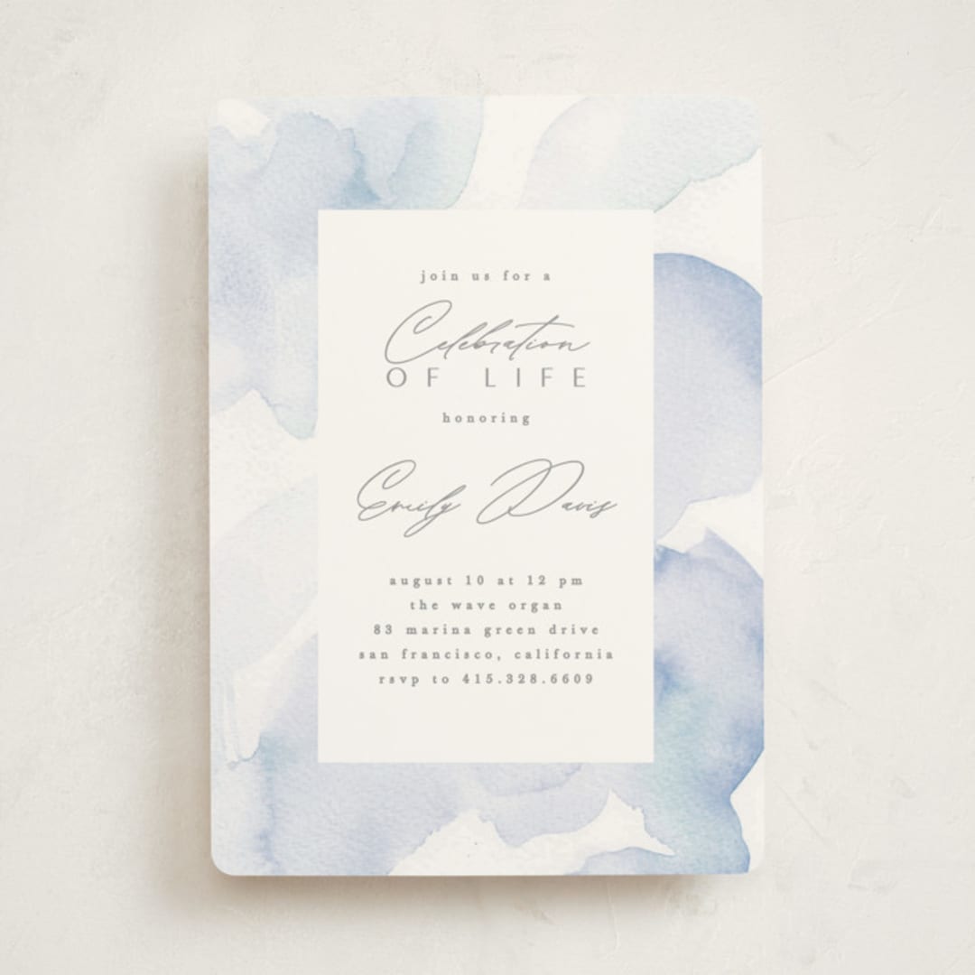 "Flow" - Memorial Cards in Lagoon by Creo Study - Front