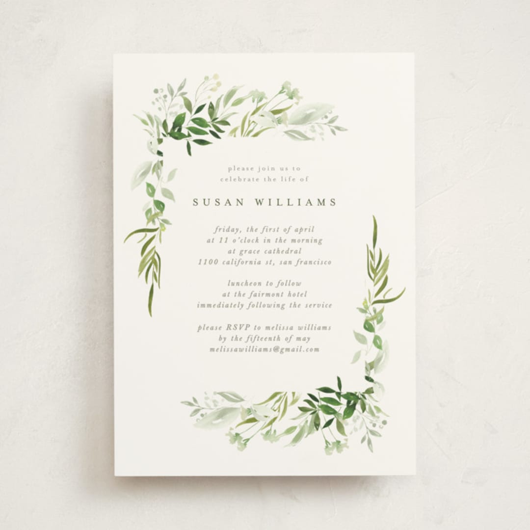 "Verdure" - Memorial Cards in Garden by Leah Bisch - Front