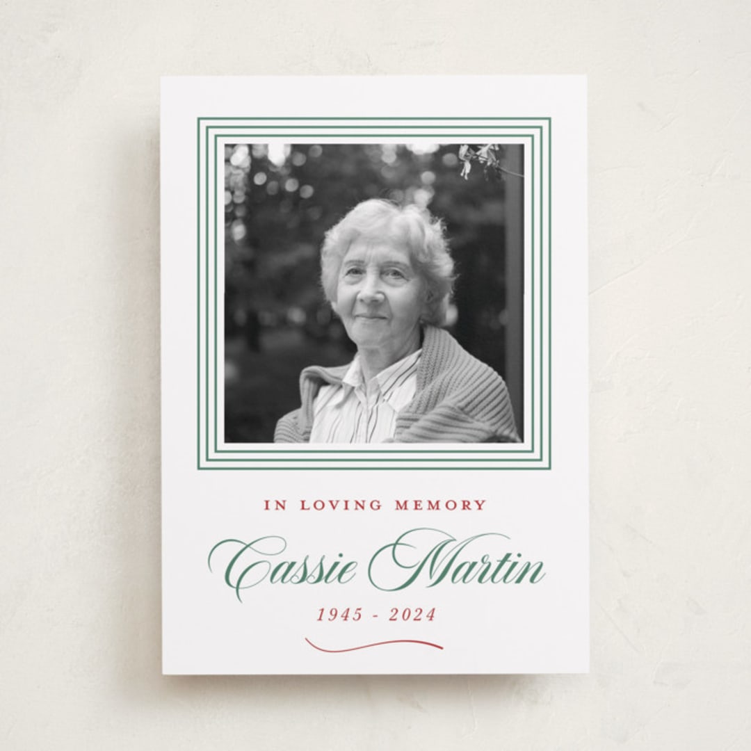 "Classic Love" - Memorial Cards in Sage by Alston Foster - Front
