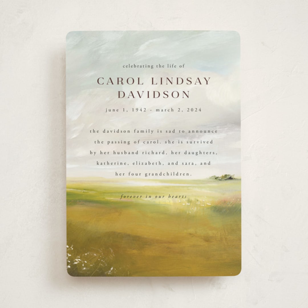 "Savanna" - Memorial Cards in Fern by Lindsay Megahed - Front