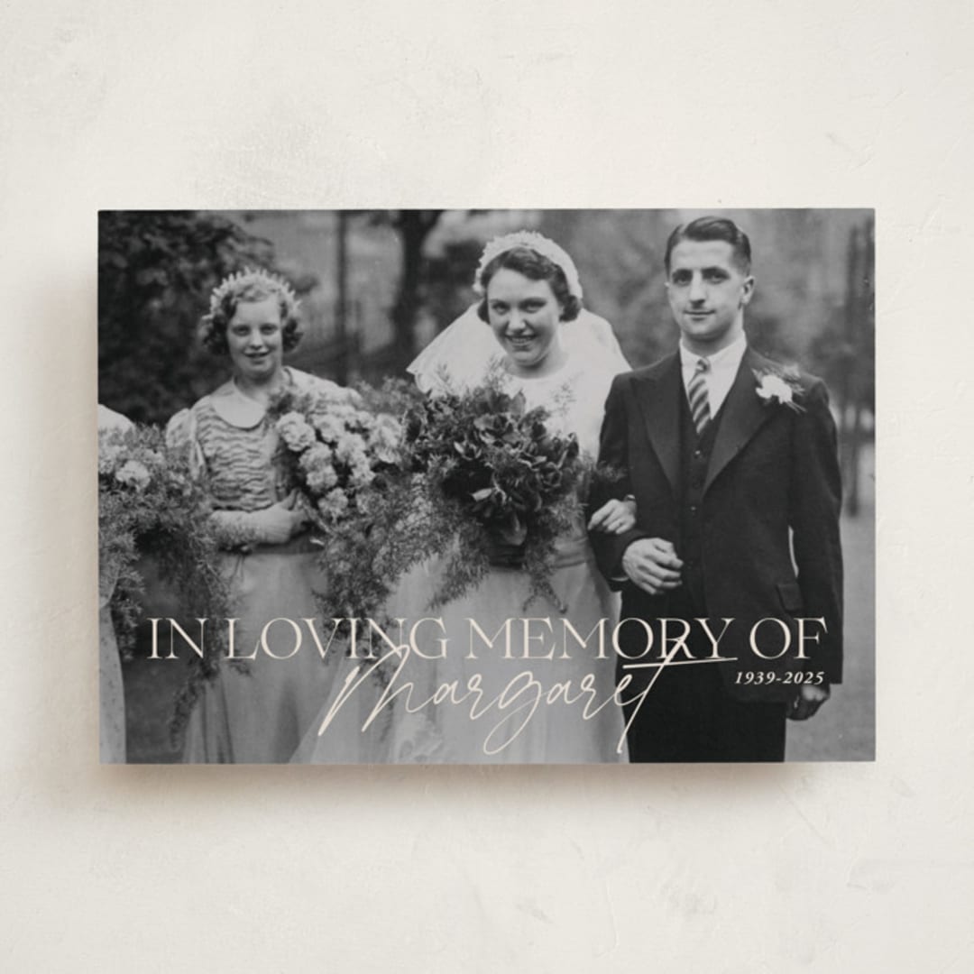 "Beloved and Remembered" - Memorial Cards in Almond by Sabrin Deirani - Front