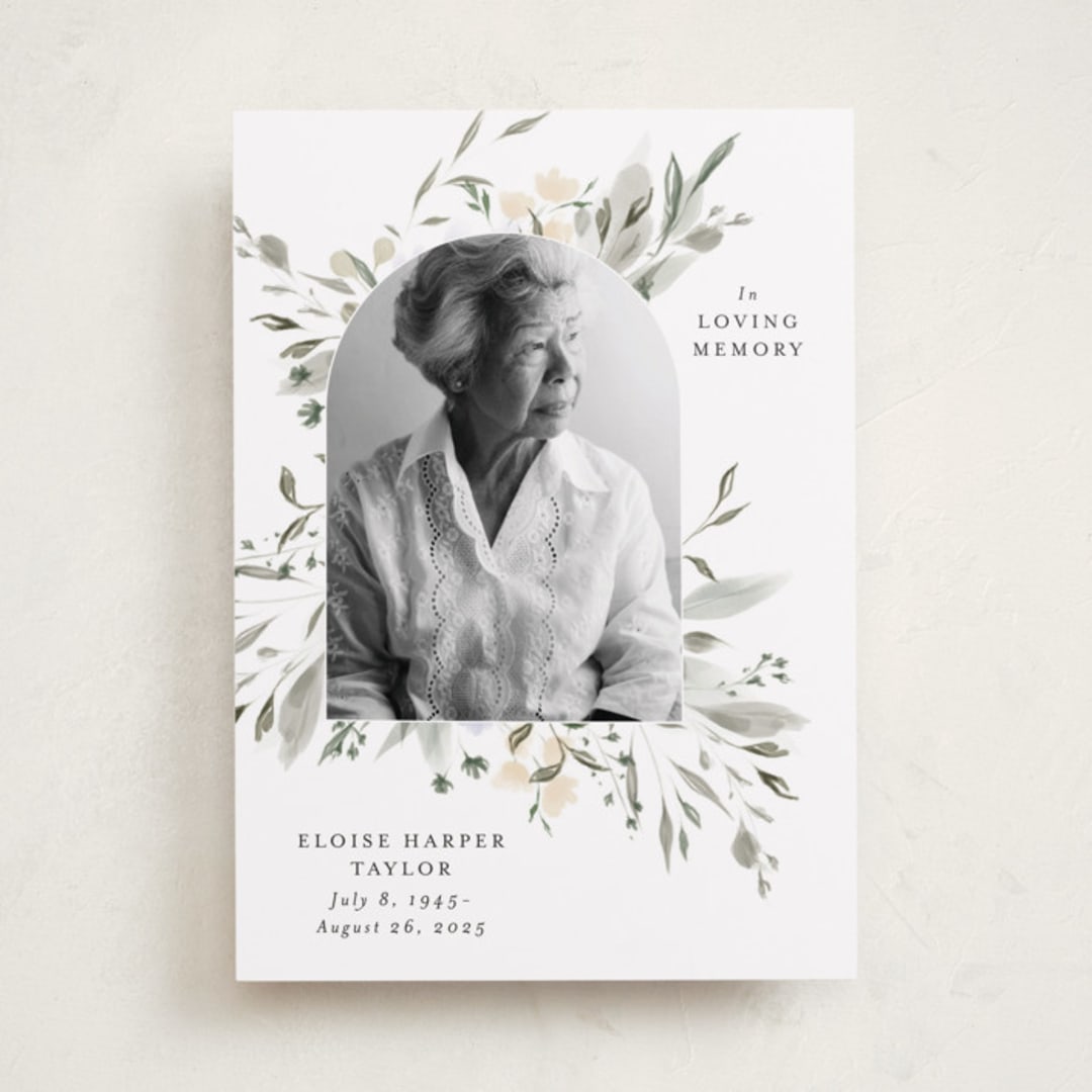 "Graceful Memory" - Memorial Cards in Dove by Nicoletta Savod - Front