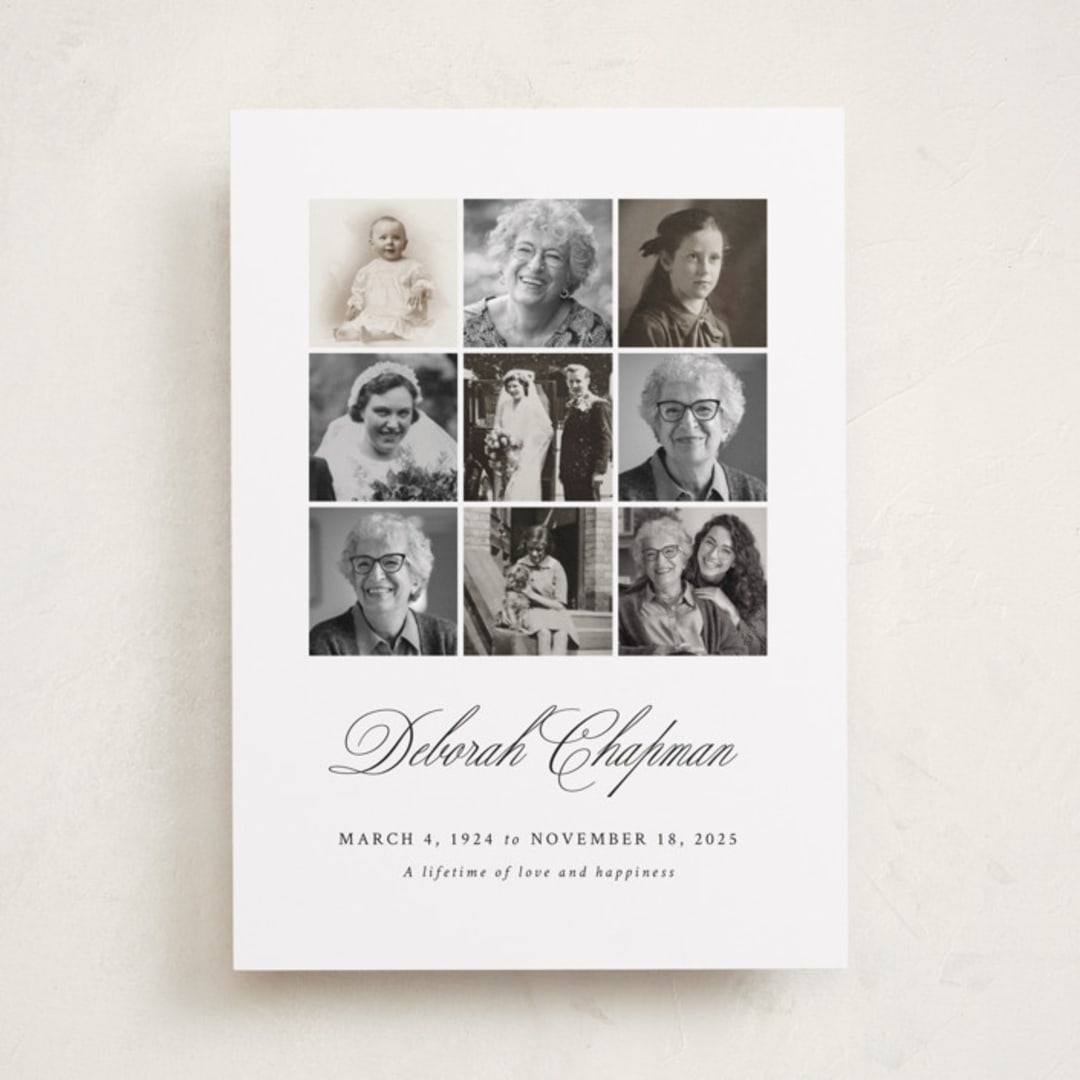 "A Lifetime" - Memorial Cards in Classic White by Cindy Reynolds - Front