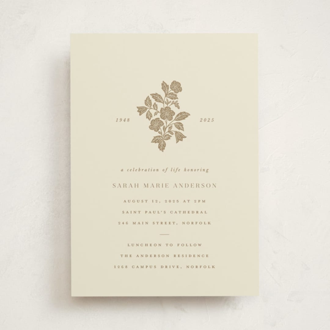 "Softly" - Memorial Cards in Wheat by Brandy Folse - Front