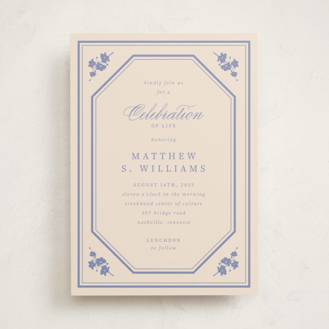 "Cherished Life" - Memorial Cards in Serene by letterfix - Front