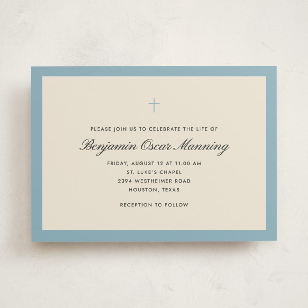 "Chapel" - Memorial Cards in French Blue by Megan Davis - Front