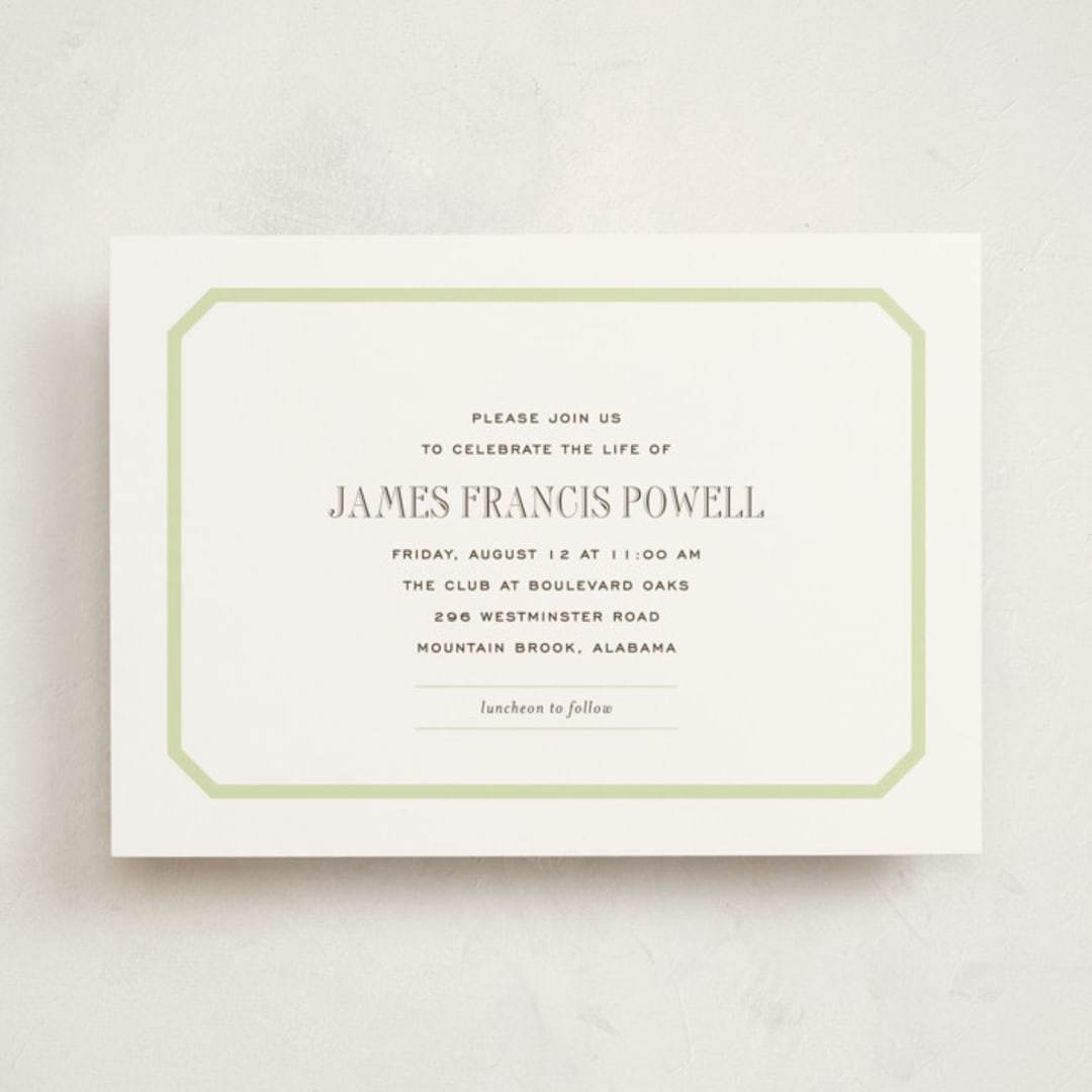 "Gramercy" - Memorial Cards in Pear by Megan Davis - Front