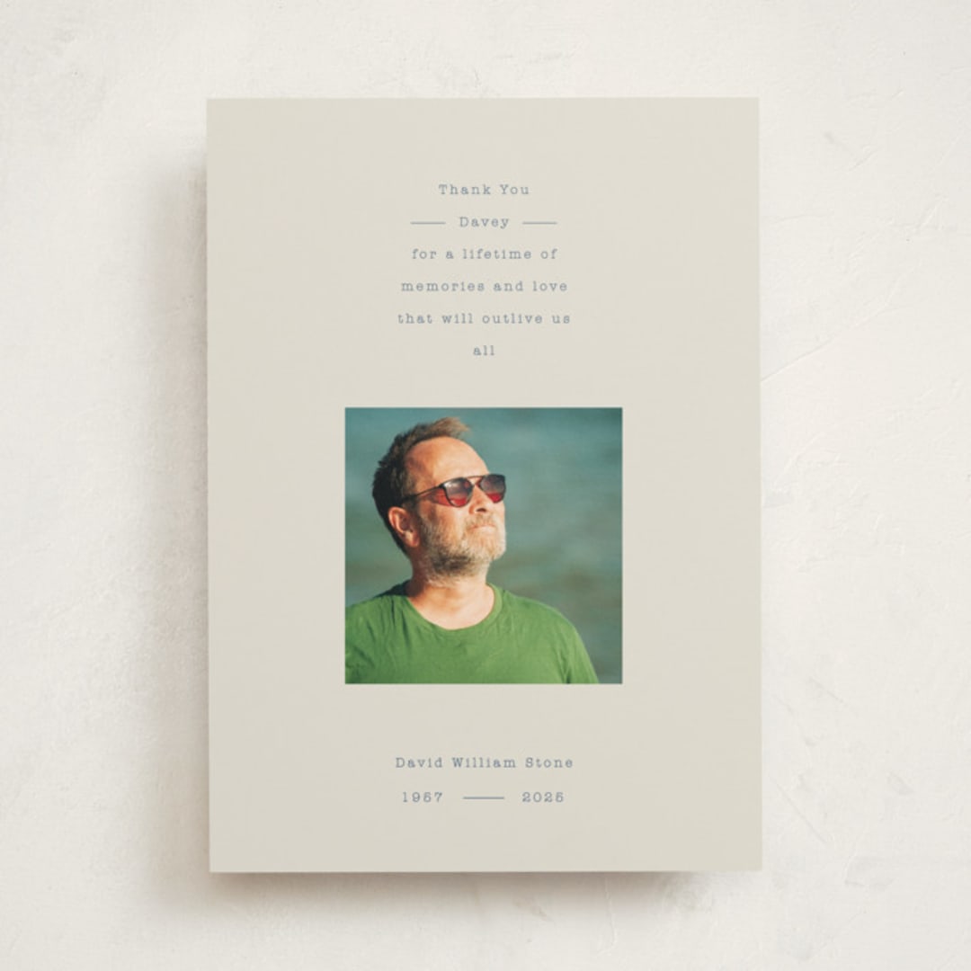 "Thank You" - Memorial Cards in Mist by Baumbirdy - Front