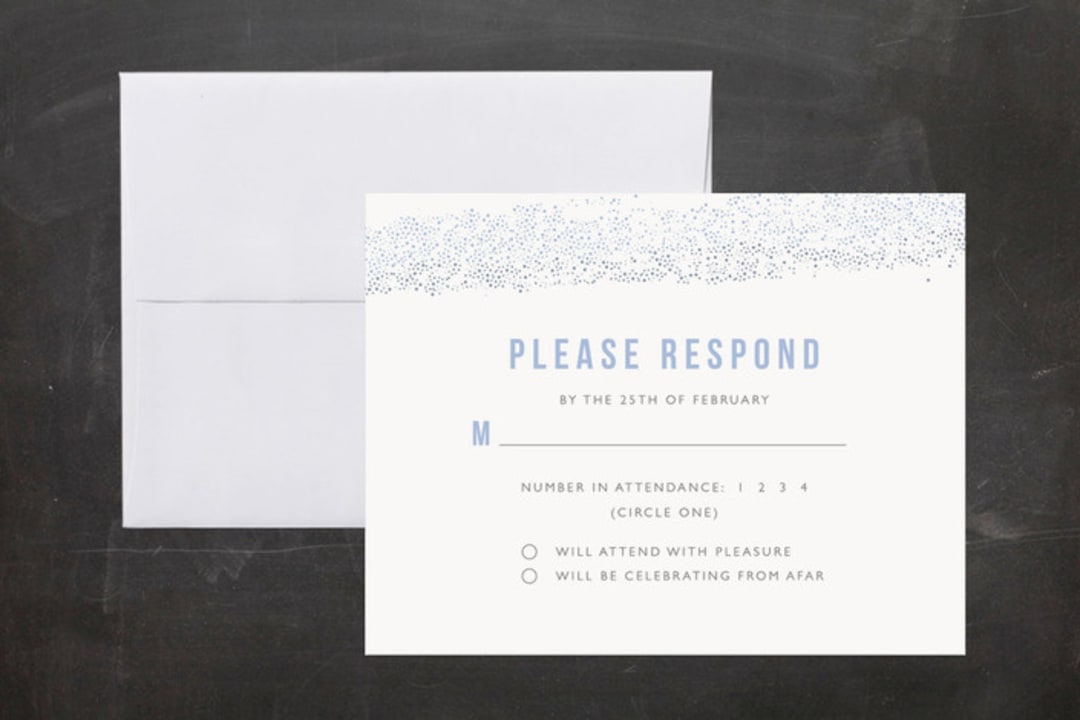 "Parchment" - Mitzvah RSVP Cards in Sky by Bethany Anderson - Front