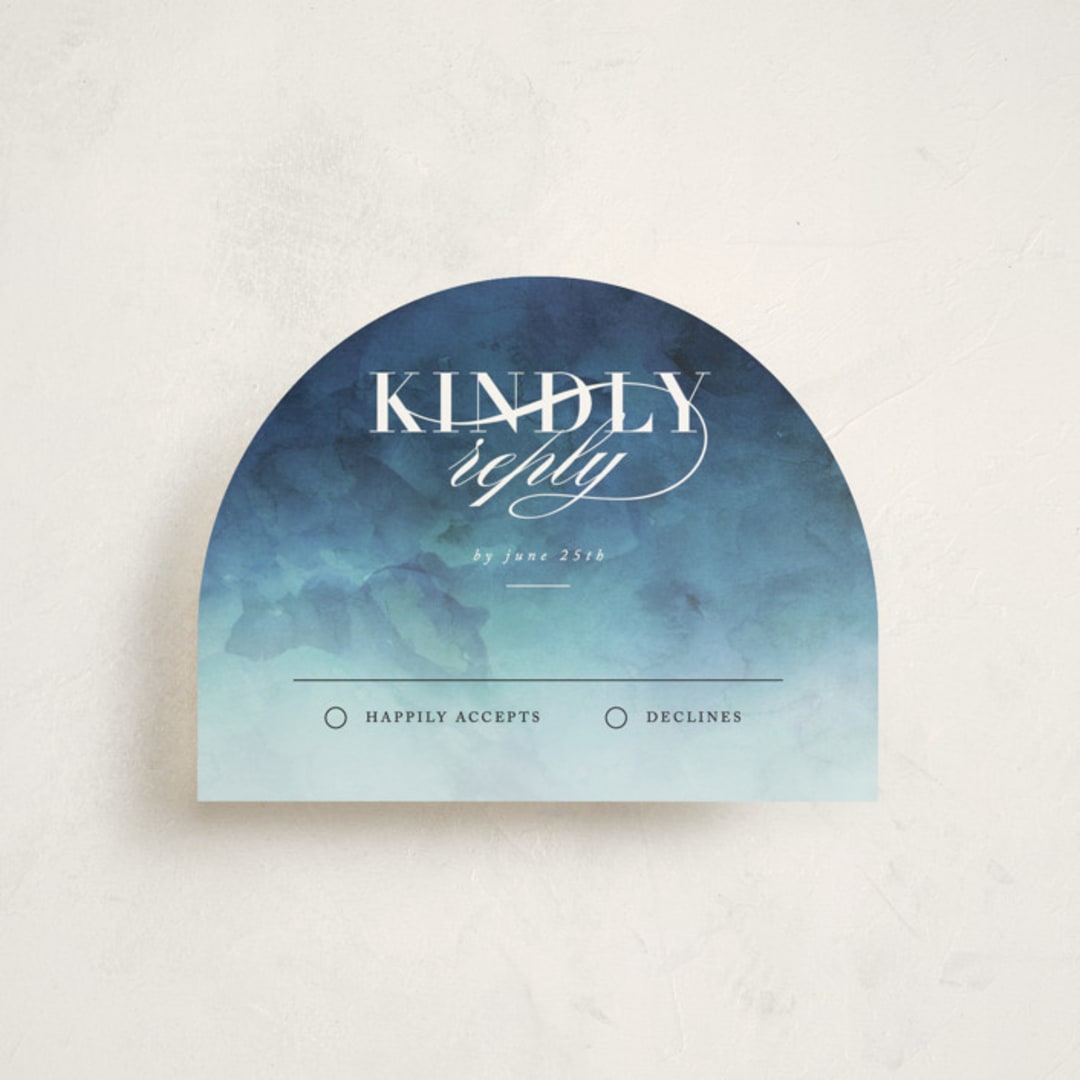 "Indigo Sea" - Mitzvah RSVP Cards in Ocean by Kelly Schmidt - Front