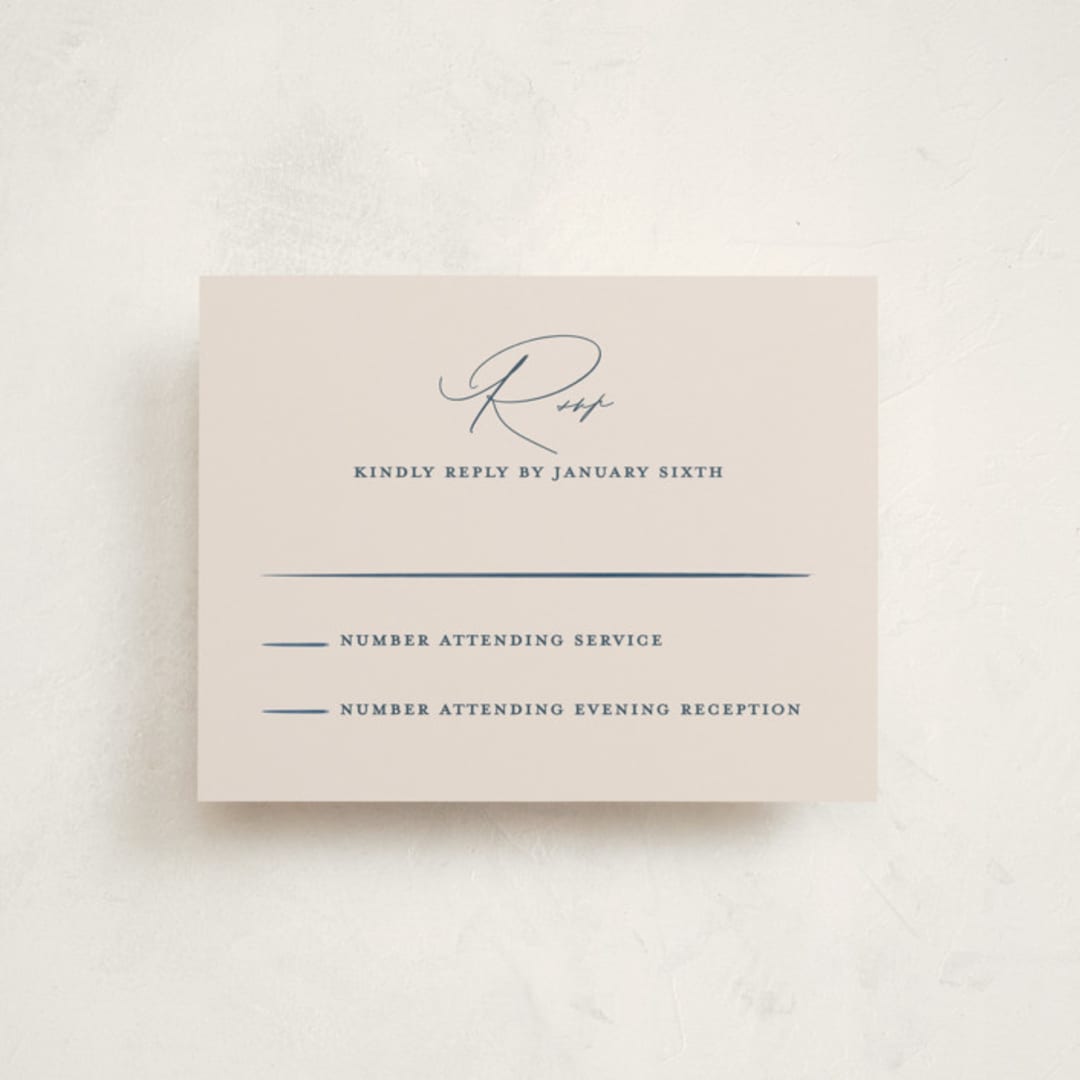 "Talavera" - Mitzvah RSVP Cards in Navy by Meagan Christensen - Front