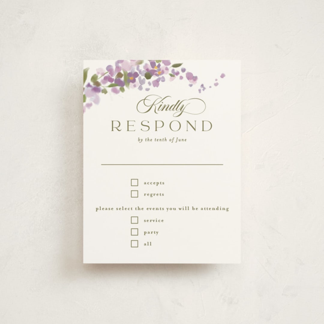 "Meander" - Mitzvah RSVP Cards in Merlot by Angela Marzuki - Front