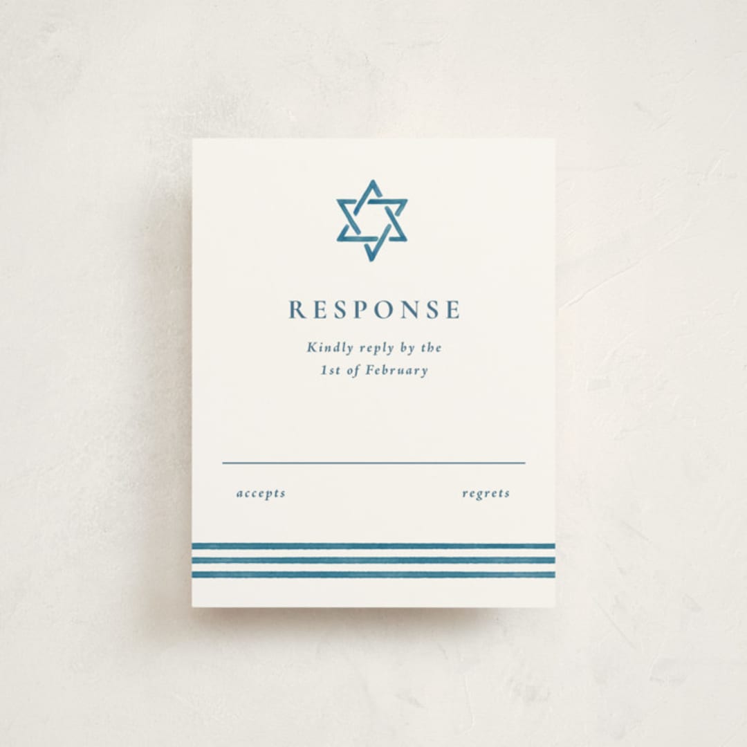 "Painted Star" - Mitzvah RSVP Cards in Lake by Olivia Raufman - Front