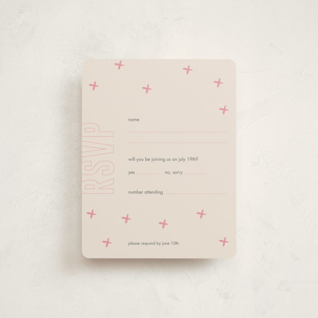 "Bold Name" - Mitzvah RSVP Cards in Peony by Ilene Guy - Front